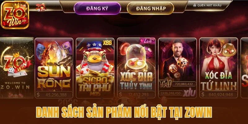 Danh sách sản phẩm nổi bật tại Zowin
